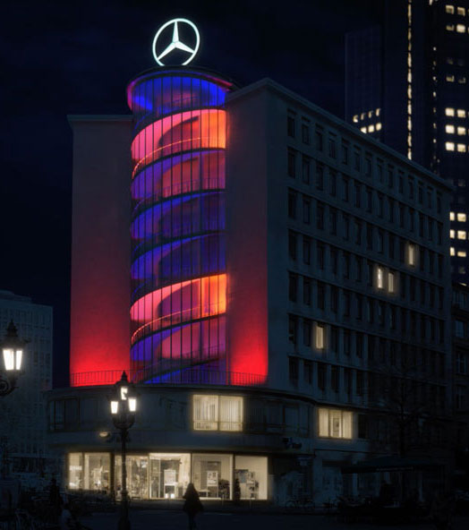 Juniorhaus in Frankfurt mit Licht-Installation von Gunther Hecker