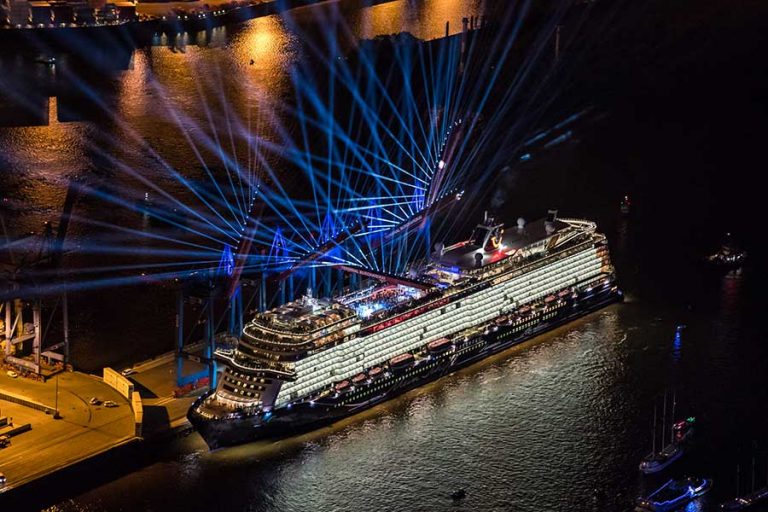 Lightshow over cruise ship