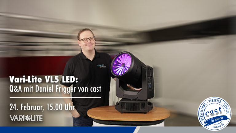 Daniel Frigger von cast präsentiert den Vari-Lite VL5 LED.