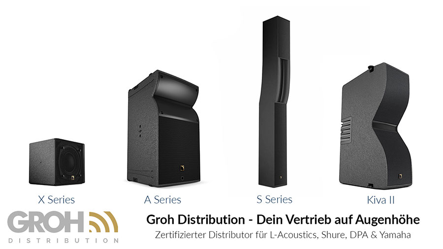Präsentiert werden die X-Serie, die A-Serie, die S-Serie und Kiva II von L-Acoustics.