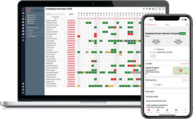 Mit CrewBrain können Firmen in der Veranstaltungs- und Eventbranche den gesamten Anfrage- und Buchungsprozess für interne Mitarbeiter, Freelancer und Dienstleister vollständig digitalisieren.