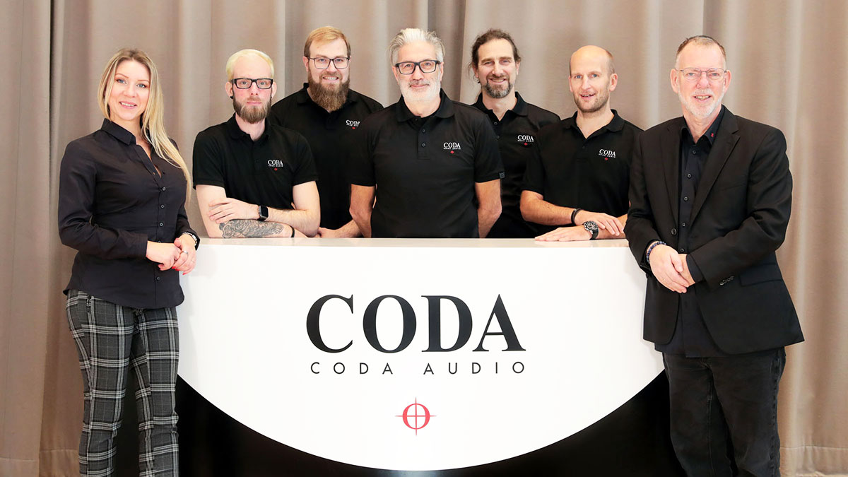 Ton Groen von CODA Audio: „Mein Highlight ist das Team“: Swetlana Cansi, Daniel Groen, Sebastian Bähr, Dirk Maron, Michael Schwarzer, Thomas Müller, Ton Groen