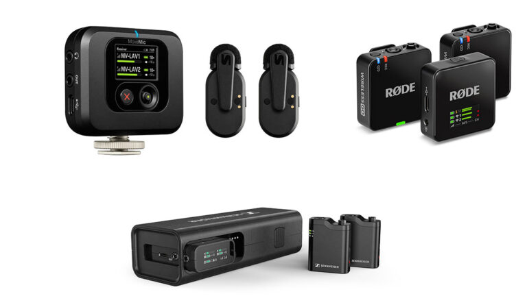 Drei Systeme im Vergleich: RØDE Wireless GO Gen 3, Sennheiser Profile Wireless und Shure MoveMic.